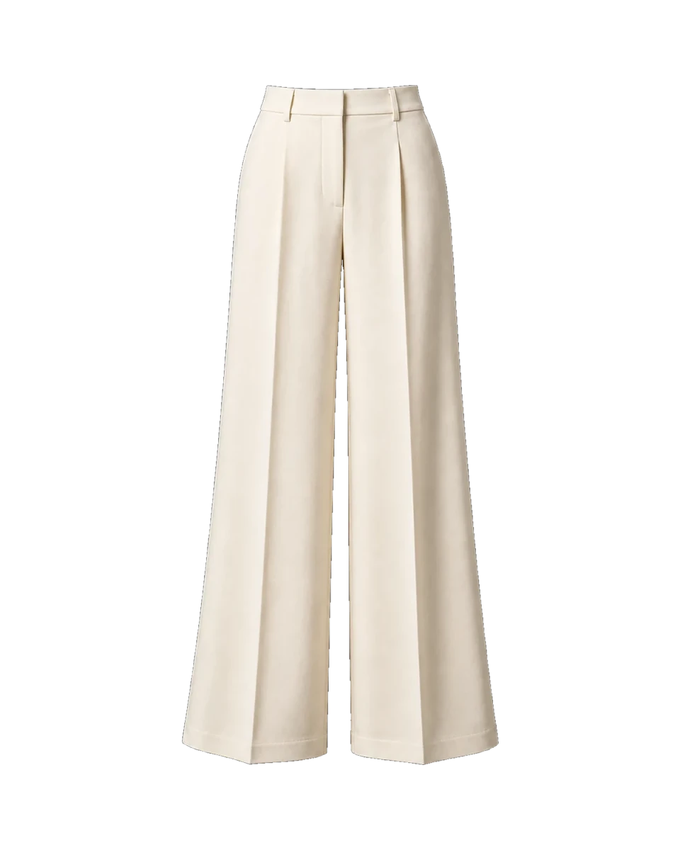 Cream Wide-Leg Trouser